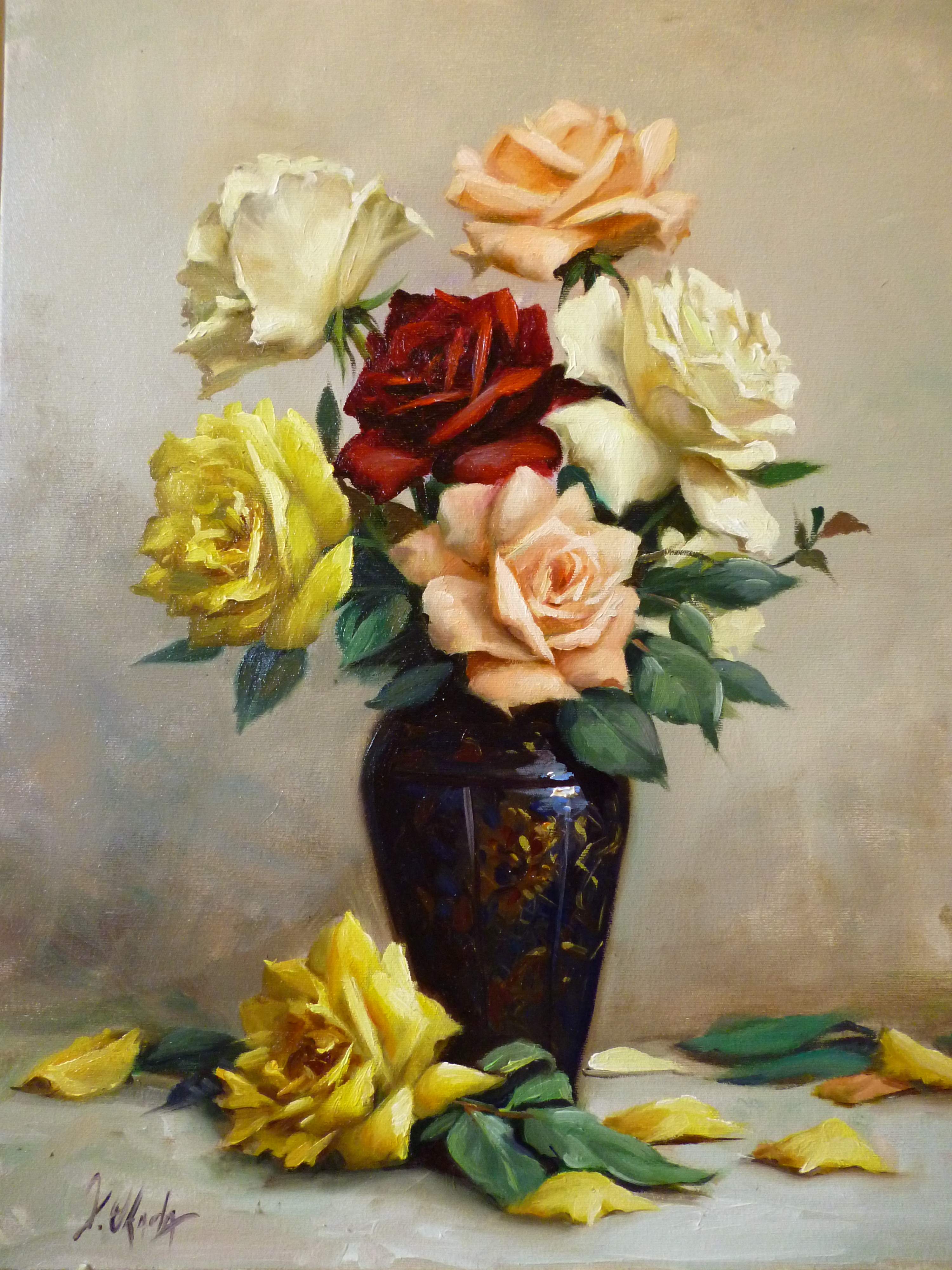 Douglas Okada (Brasil), Rosas, 2012, ost, 50 x 70 cm