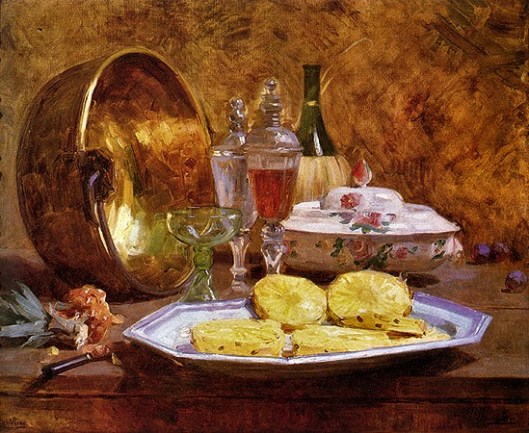 PEDRO ALEXANDRINO - Metal, cristais e abacaxi - Óleo sobre tela - 73 x 87 - Coleção particular