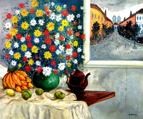 Sylvio Pinto, Vaso com flores, ost, 106x127cm
