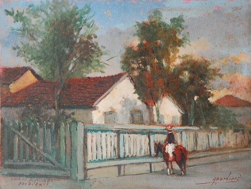 ARNALDO BARBIERI - Casa de Portinari , Brodowski Assinado canto inferior direito, de 1930 Medindo 30,00 x 39,80