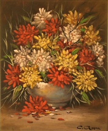 Claudio Arena - Flores - ost - 50 X 40 cm. - acid