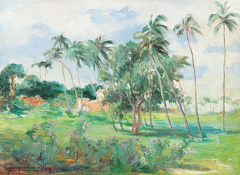 Georgina de Albuquerque, Paisagem, oscartao colado em madeira