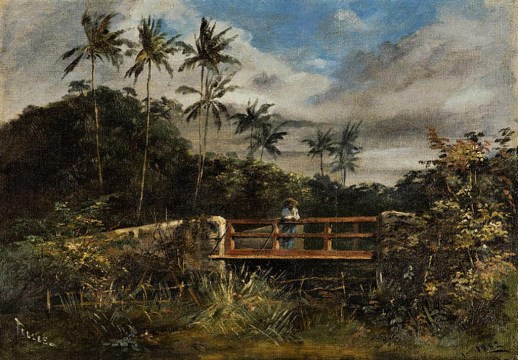 TELLES JÚNIOR, Jerônimo José,Paisagem,óleo stela, 1882 32 x 46 cm