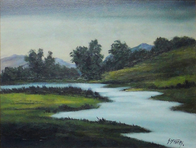 ALBERTO MATTERA (1926) - Paisagem com rio, óleo seucatex, 50 x 65. Assinado no c.i.d.