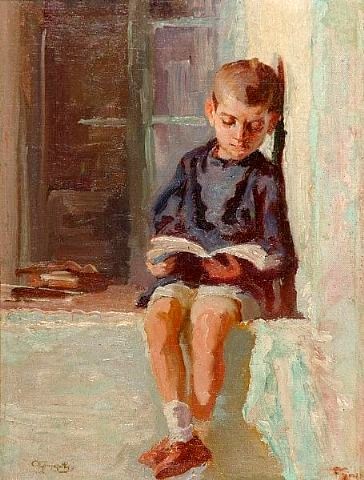 Alexandros Christofis (1882-1953) Boy reading