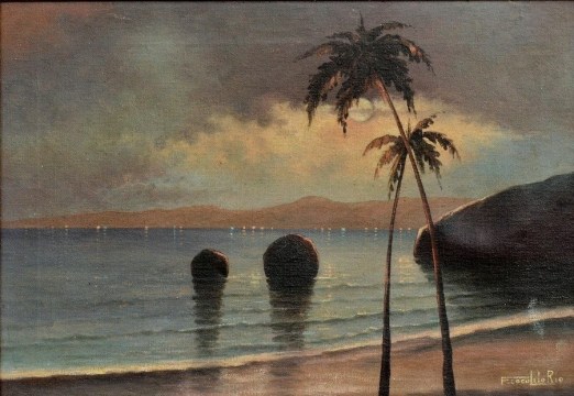 FRANCISCO COCULILO - Vista noturna da Baía de Guanabara, O.S.T,Rio, 34x48 cm.