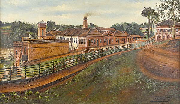 Joaquim Miguel Dutra (Brasil, 1864-1930)Fábrica em Piracicaba, 1903, ost, 60 x 100cm