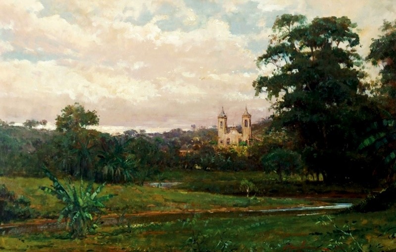 Mauro ferreira (1958) Paisagem com igreja em MG,2000, osm 45x70