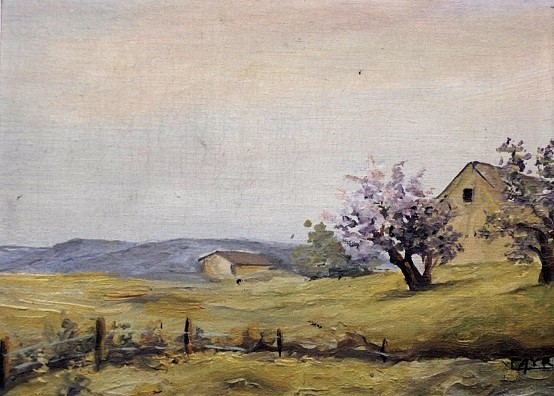 CAMPOS AYRES - Paisagem bucólica - Óleo sobre cartão, 18 cm x 24 cm