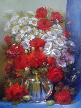 DAVI (DAGOBERTO VITOR)(Brasil, 1954-2018)- Floral, 2016. 60 x 80 cm. Davi