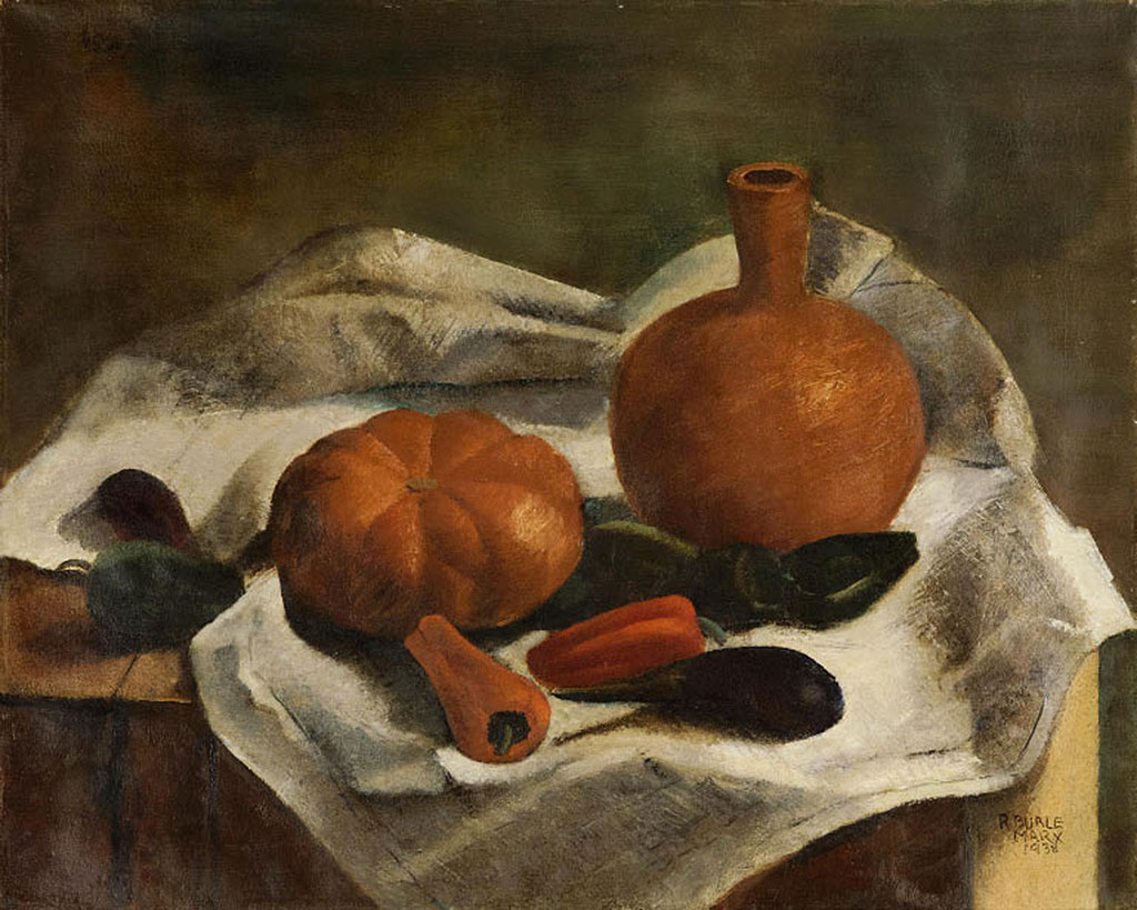 BURLE MARX, Roberto,Moringa e Legumes Sobre Mesa,óleo stela, 1938 61 x 74 cm