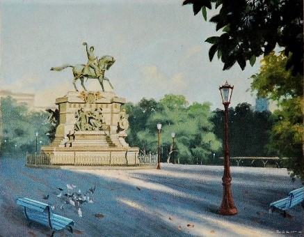 JOSÉ COELHO - Praça Tiradentes-, decada de 1960 ost colado sobre Eucatex, 35,80 x 45,00