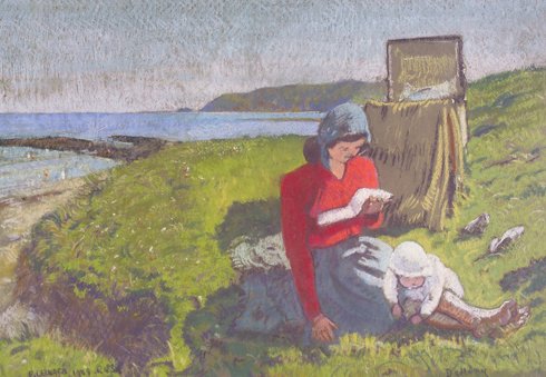 Patrick Leonard, HRHA, (Irlanda, 1918-2005) The Afternoon Read Pastel, 51 x 73cm,1948