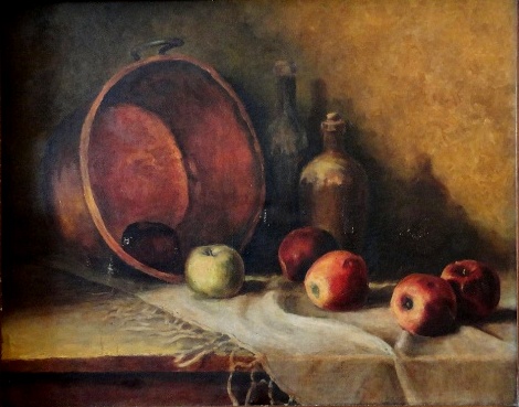 THEODORO MEIRELLES - Natureza morta com maças, 60x75cm, assinado e datado 1947.