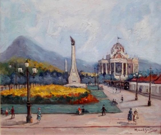 Paisagem do Rio de Janeiro com o Palácio Monroe Manoel Santiago (Brasil, 1897-1987) óleo sobre madeira, 47 x 57 cm