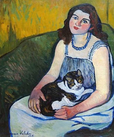 Jovem com gato, Suzanne Valaton