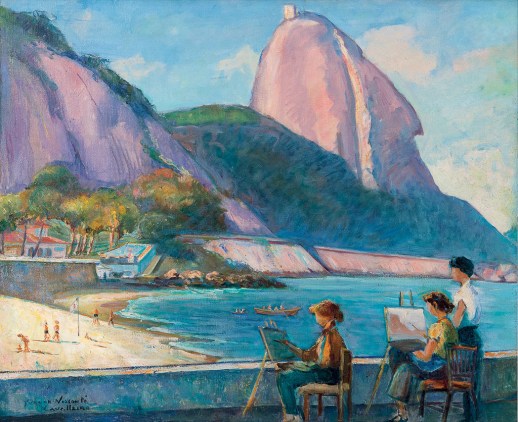 YVONNE VISCONTI CAVALLEIRO,Praia Vermelha,óleo stela, (década de 1950),65 x 80 cm