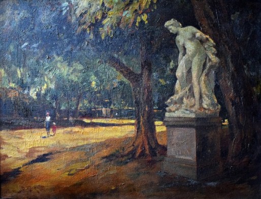 Dario Mecatti - Parque do Ibirapuera,óleo sobre tela , década de 50 , medindo 50 x 67 cm