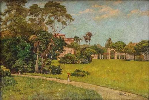 MODESTO BROCOS(1852-1936)Vista de S. Christovão,ost,34 x 49 cm