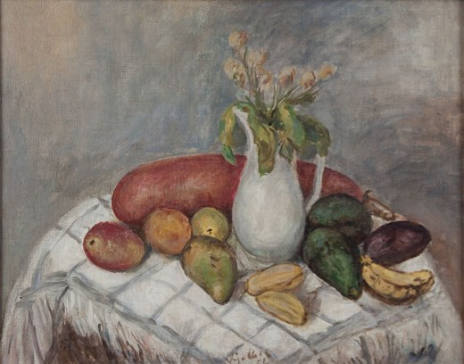 VITTORIO GOBBIS,Natureza morta,Óleo sobre tela. Ass. dat. 1954 centro inf. 73 x 92 cm.