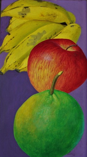 GLAUCO RODRIGUES (1929 - 2004) Frutas, o.s.e., 58,5 X 32 cm, assinado e datado (1968) no c.i.d. e no verso