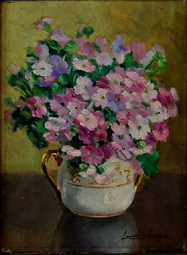 Lucília Fraga, Prímulas óleo sobre tela, 26,5 X 20