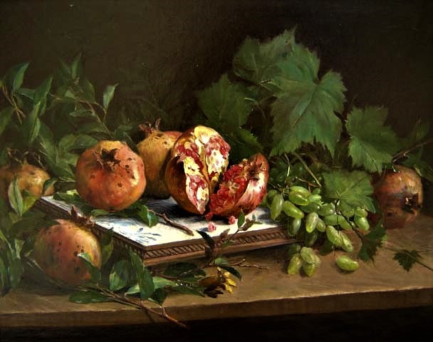 Oscar Pereira da Silva (1867-1939) Romãs 1910Óleo sobre tela 48 x 60 cm.