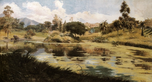 TEIXEIRA DA ROCHA - Quinta da Boa Vista - Óleo sobre madeira - 51 x 92 - 1906