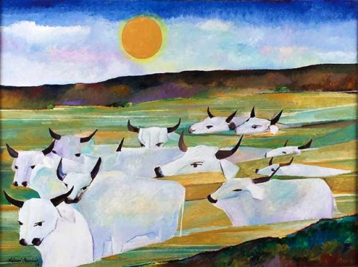Aldemir Martins,Boiada, Acrílico sobre tela, 1986, 97 x 130 cm.