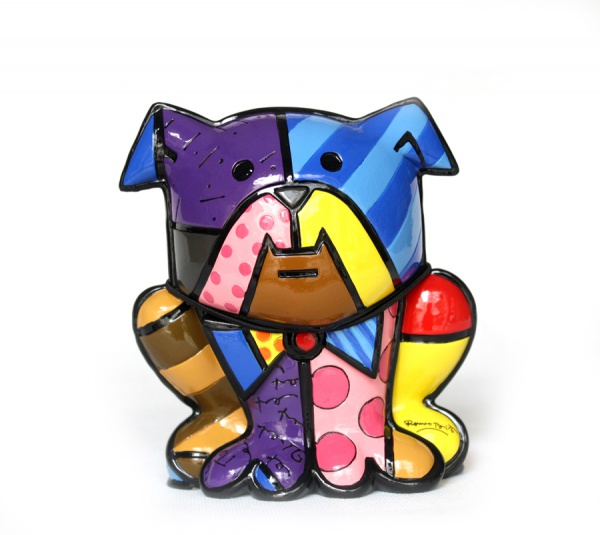 Romero Britto - Bulldog - Escultura em fibra 3291-4000 - assinada - 14x13 cm