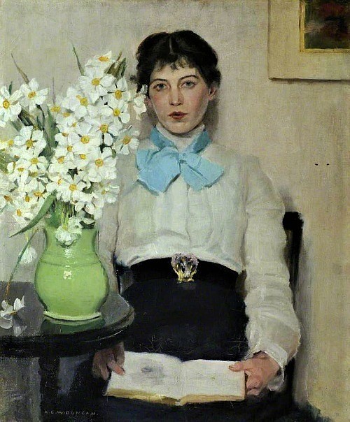 A C W Duncan Woman with Flowers in a Vase