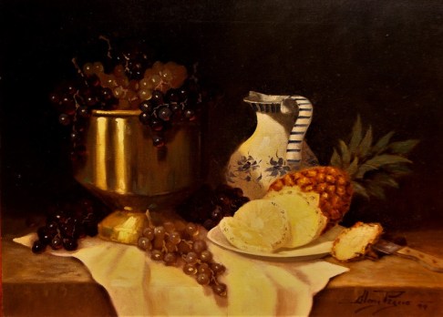 Clovis Pescio - Natureza morta - Óleo sobre tela - datado de 1999 - acid - sem moldura - 50x70cm