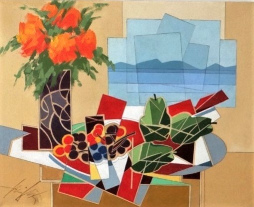 henri carrieres - natureza morta - óleo s tela 40 x 50 cm.