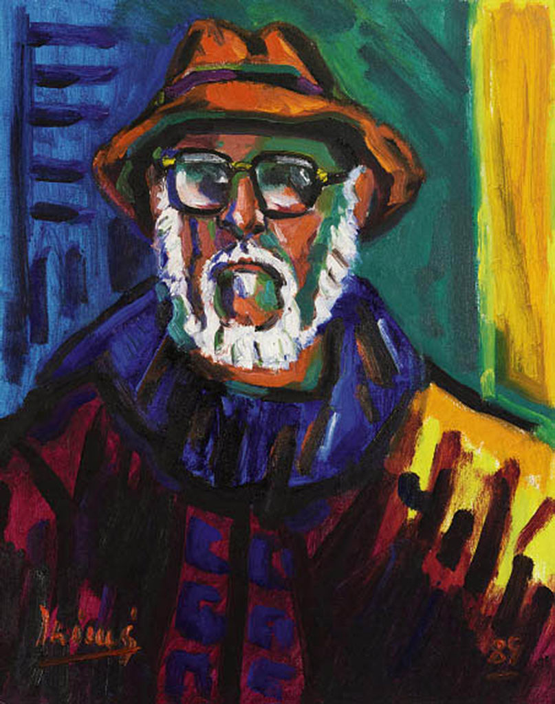 inimÁ de paula,autorretrato,óleo stela, dat. 1989,91,5 x 73 cm