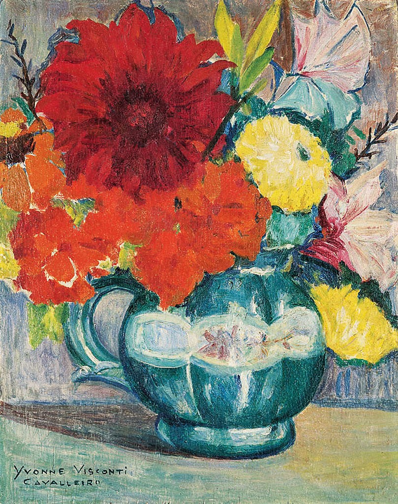 yvonne visconti cavalleiro, flores,osm, (1940),35 x 27 cm