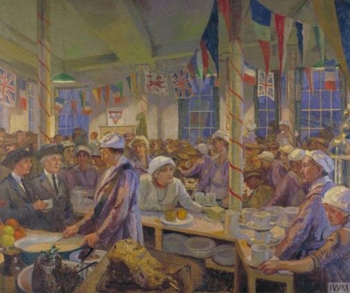 Clare Atwood (1866–1962) Christmas Day in the London Bridge YMCA Canteen, 1920, ost, 152 x 182 cm, Imperial War Museum