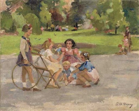 CRIANÇAS Paul_michel-Dupuy (França, 1869-1949)jeux_d_enfants, ost, 33 x 41 cm