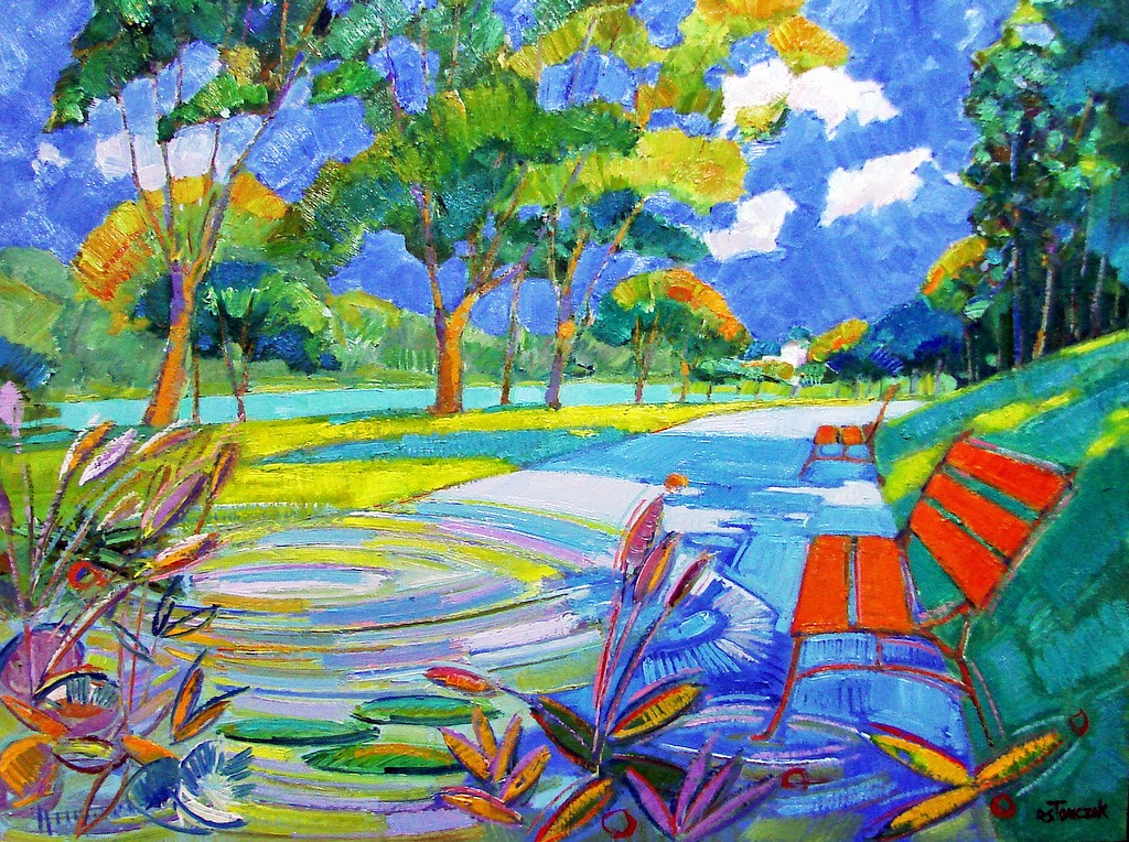 RENÊ TOMCZACK - Banco, Parque São Lourenço Curitibe - Óleo sobre tela