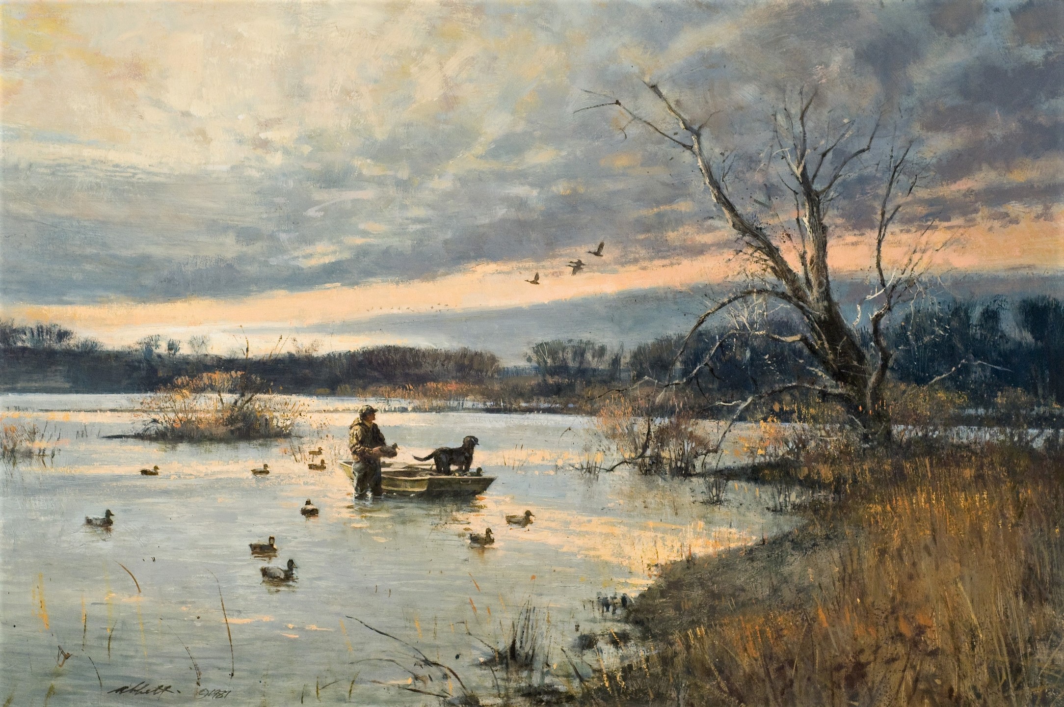 Robert K. Abbett (EUA1926 – 2015) ) Leeper Lake, 1981, oil on masonite ,60 x 91cm