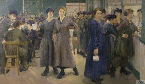 Women's Canteen at Phoenix Works, Bradford, 1918, by Flora Lion,ost 106 x 182 cm, Imperial War Museum