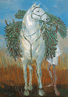 BIANCO, Enrico,Carregando Cana, 1973,óleo s chapamad. ind., 35 x 25 cm