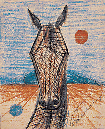 Cândido Portinari, Cabeça de Cavalo, lápis de cera, sd, 10x8,5