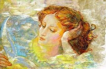 ISOLDA,Moça Reclinada Lendo, aquarela e pastel spapel,29 x 44 cm