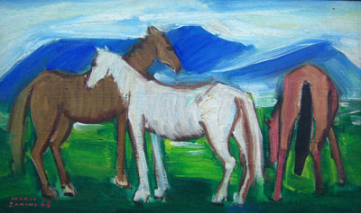 Mario Zanini (1907-1971) Cavalos,1963,ost,34x57