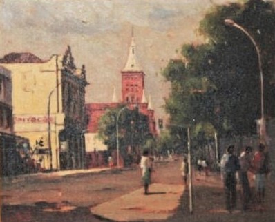 Botelho, Raimundo H. - Paisagem Urbana, 1994 - Torre dos bombeiros - o.s.t. ass. c.i.e., ass., datado e localizado no verso med. 60 x 50 cm