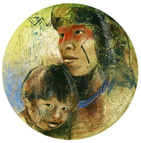 Elon Brasil Materndade xinguana, 2000. tec mista,130cm diam.