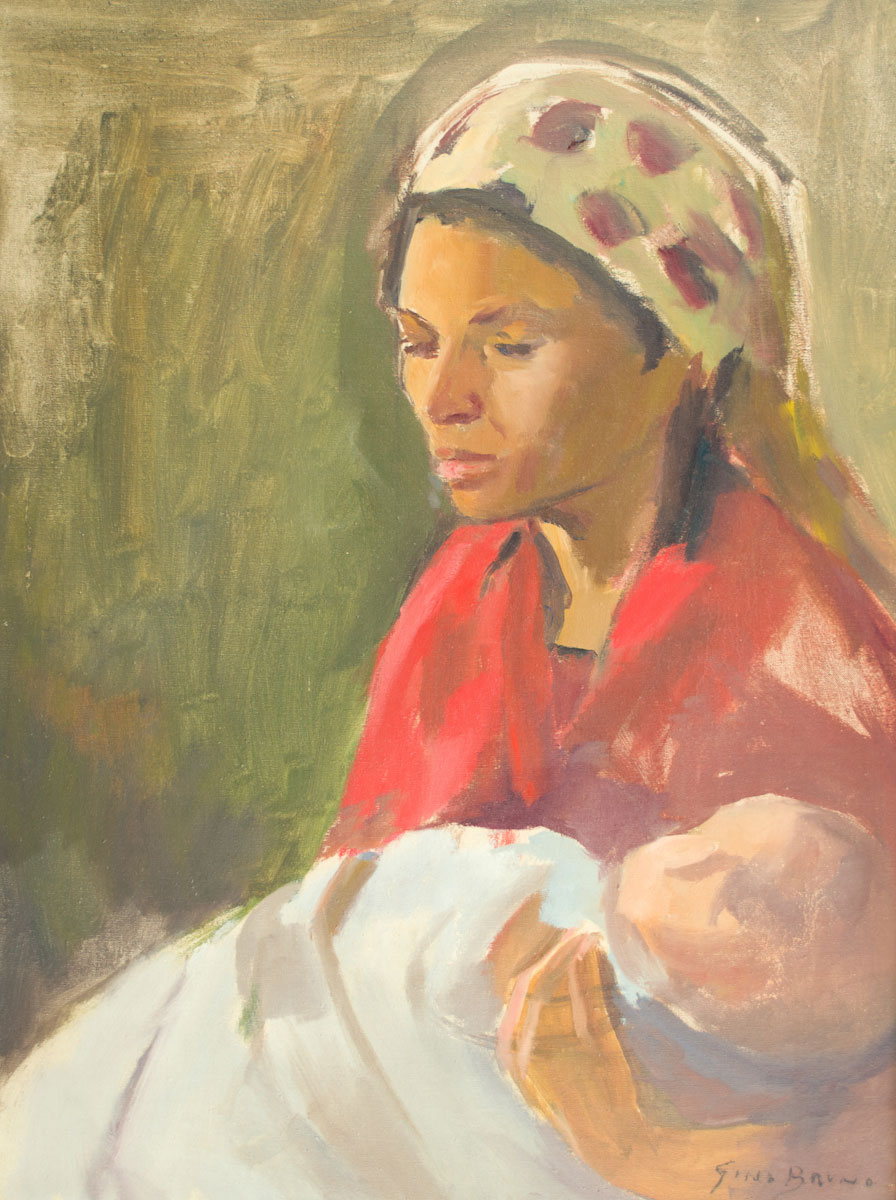 GINO BRUNO - (Brasil,1889 - 1977)Maternidade - óleo sobre tela - 80 x 61 cm