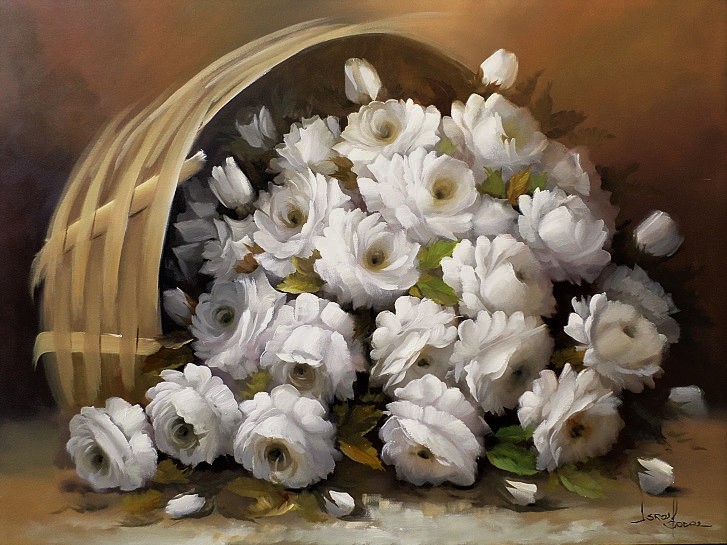 ISRAEL SODRÉ, Arranjo com Rosas brancas, o.s.t., 60 x 80cm, assinado