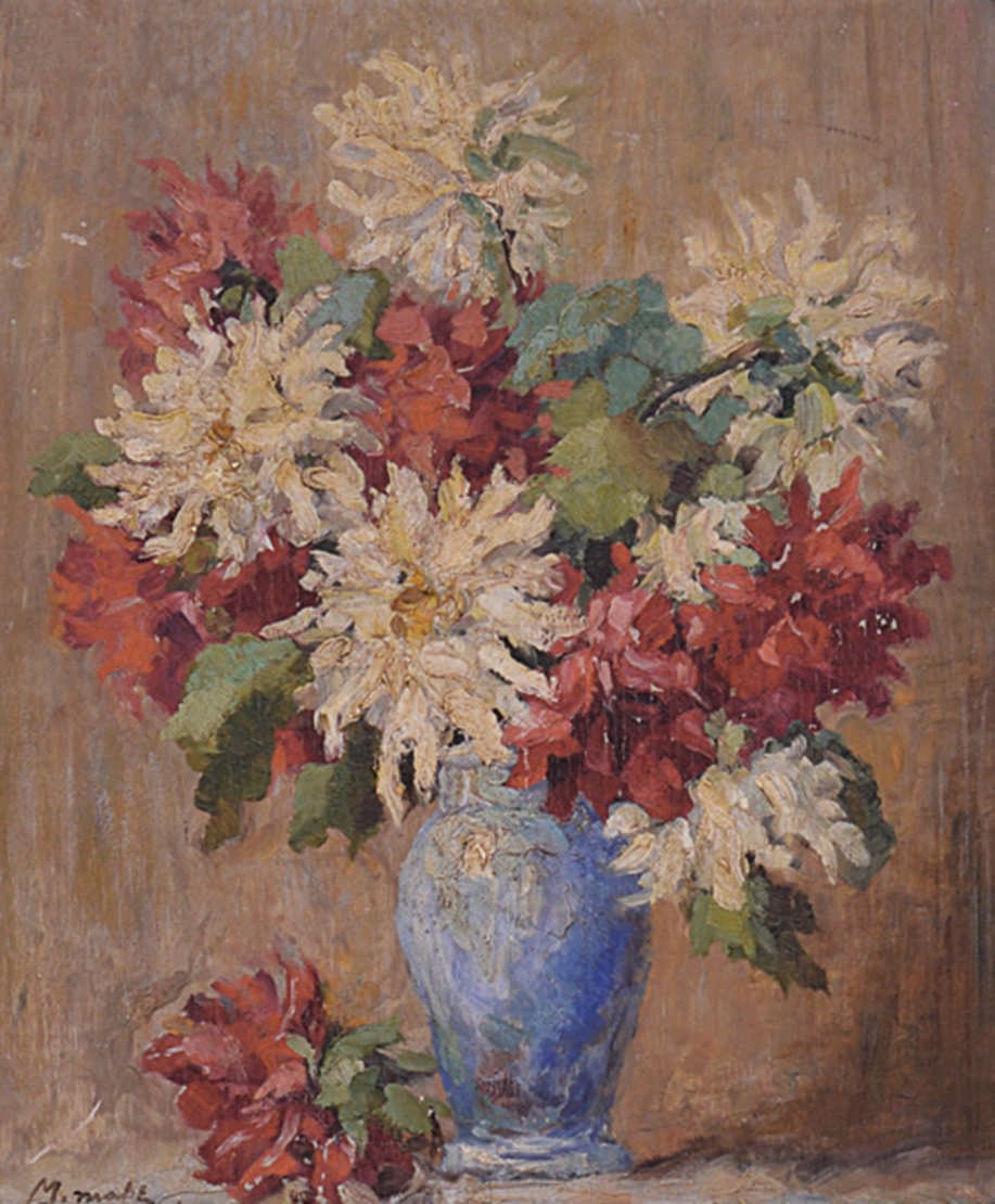 MABE, Manabu (1924 - 1997)Vaso de flores;1949 Óleo chapa de madeira 46 x 36 cm