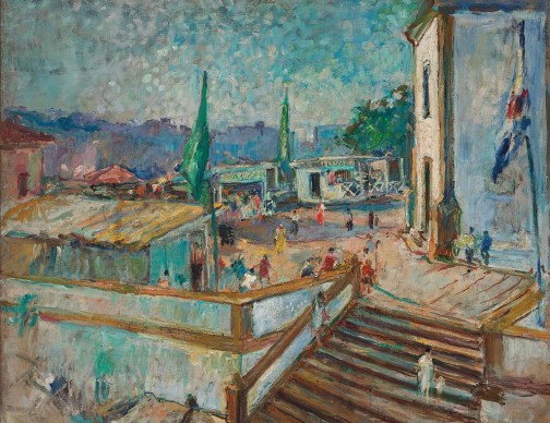 MARIE NIVOULIÈS DE PIERREFORT - (1879 - 1968)Quermesse na Igreja da Glória, ost